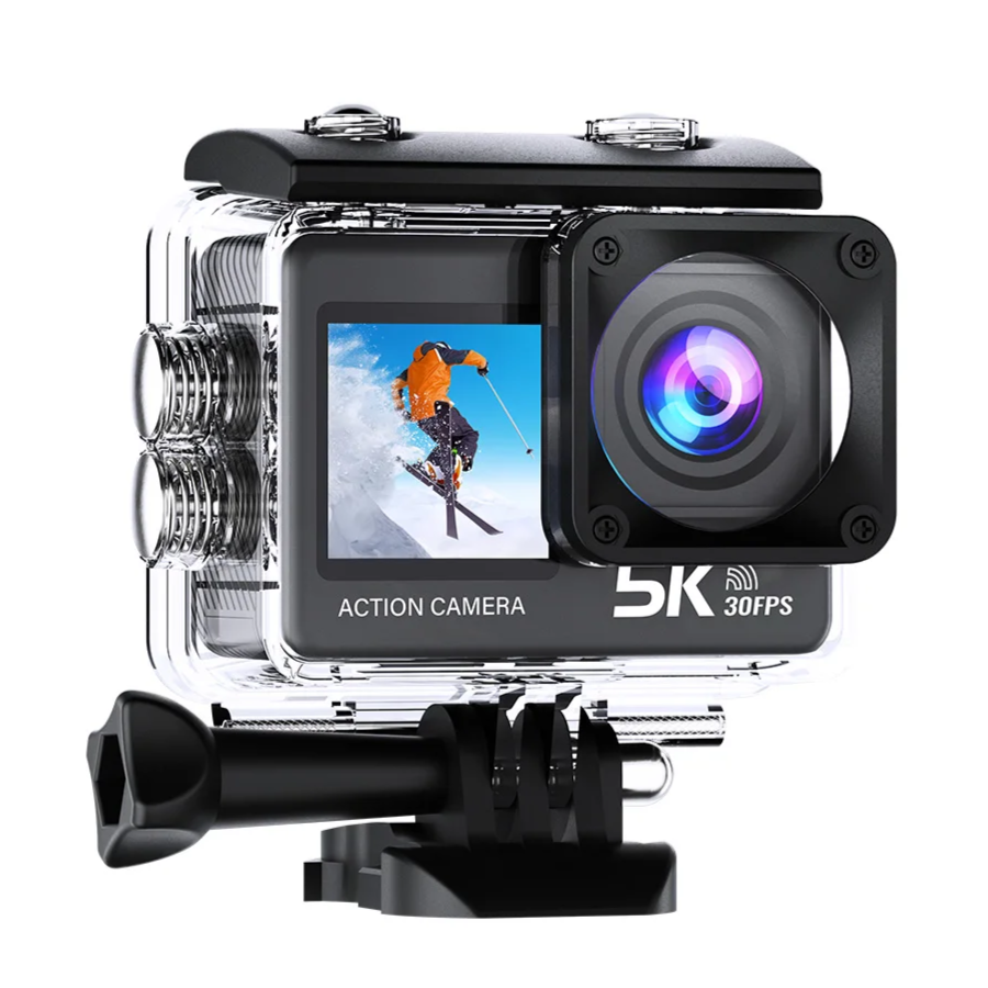Câmara de Ação AUSEK 5K - 4K60FPS, 2 ecrãs, à Prova de Água e com Comando Câmara de Ação AUSEK 5K - 4K60FPS, 2 ecrãs, à Prova de Água e com Comando